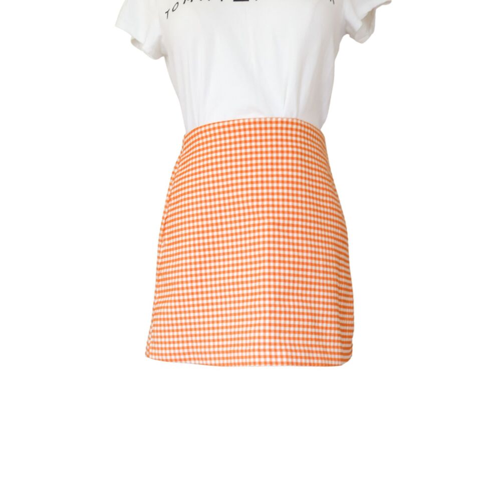 Urban Outfitters Orange and White Gingham Mini Skirt Small